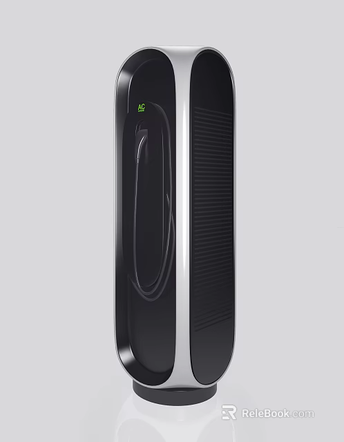 Modern Black Electric Vehicle Charger With Charging Cable And Green Indicator 3d model 
