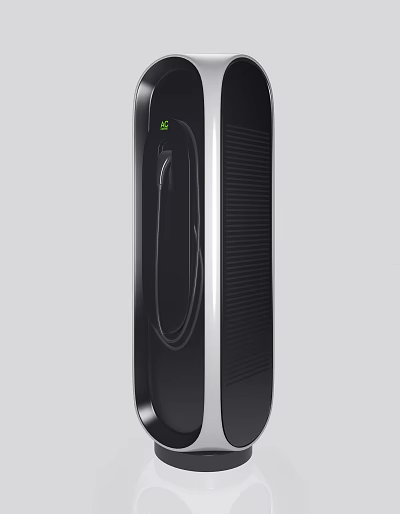 Modern Black Electric Vehicle Charger With Charging Cable And Green Indicator 3d model