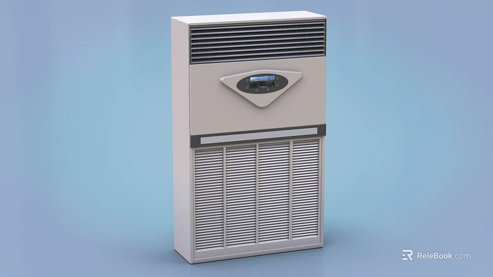 Industrial Equipment Vertical White Unit With Digital Display And Grille Panels 3d model 