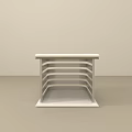 Sleek White Side Table With Minimalist Layered Structure For Modern Living Spaces