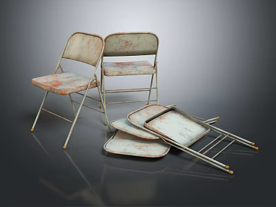 Rustic Metal Frame Leisure Chairs Featuring Folded And Stacked Vintage Design 3d model