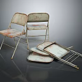 Rustic Metal Frame Leisure Chairs Featuring Folded And Stacked Vintage Design