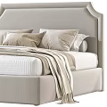 Double bed fabric bed corner table westelm 3d model