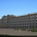 Modern School Building Exterior With Multi Story Design Spacious Courtyard And Green Trees
