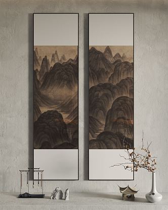 New Chinese Landscape Painting Hanging Painting Decorative Painting 3d model