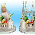 Luxury Perfume Cosmetics Display With Bottles Fresh Fruits And Decorative Flowers