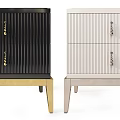 Modern Ribbed Front Storage Cabinets In Black White With Brass And Silver Legs