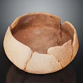 Ancient Cracked Clay Bowl With Textured Surface And Brown Beige Color On Dark Background