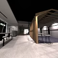 GUYS&SOUL Modern Clothing Store Interior With Green Plant Metal Grid Screen And Wooden Table