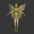 Fairy Character With Colorful Wings And Green Purple Outfit Design Details