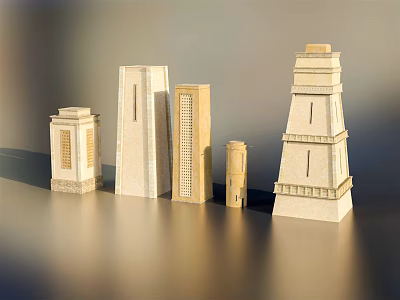European Architectural Models Featuring Classical Towers And Ornate Stone Facades 3d model