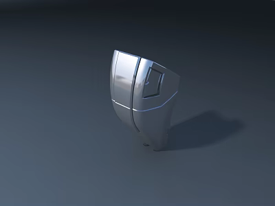 Silver Fighter Jet Component with Sleek Linear Surface Design on Gray Background and Shadow 3d model
