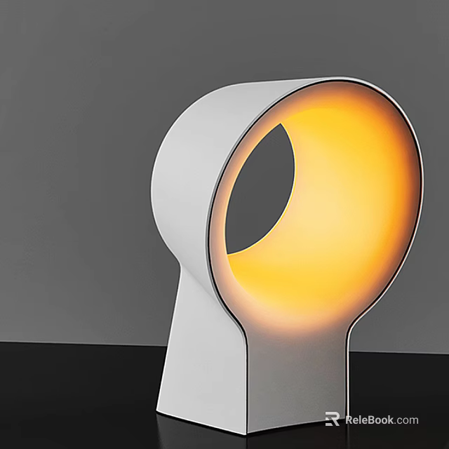 Sleek Modern White Table Lamp Featuring Unique Curved Design And Warm Yellow Glow 3d model 