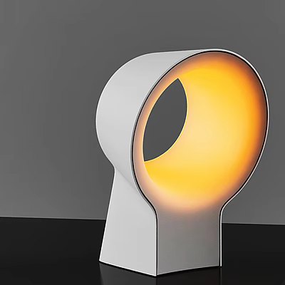 Sleek Modern White Table Lamp Featuring Unique Curved Design And Warm Yellow Glow 3d model