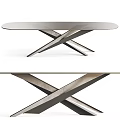 Modern Minimalist Dining Table With Crossed Metal Legs And Sleek Smooth Surface Design