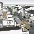 Modern Chinese Style Boutique Hotel Buildings With Traditional Roofs And Courtyards