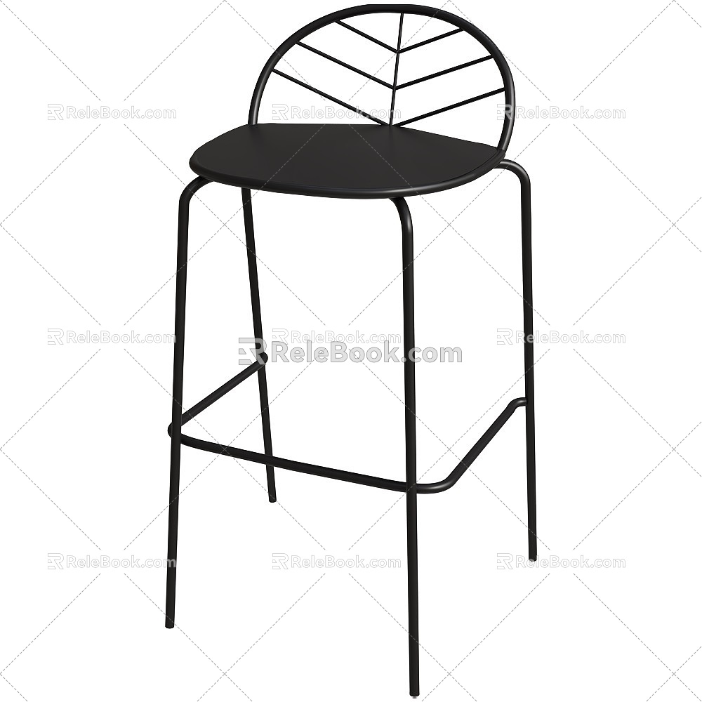 Piuma Modern Metal Leaf Bar Chair 3d model