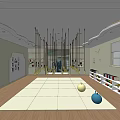 Spacious Kindergarten Interior With Yellow Step Area Colorful Balls And Bookshelves