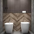 Modern Bathroom With Black Wall Mounted Toilets And White Sleek Ceramic Walls