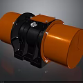 Vibrating Motor With Orange Cylindrical Housing Black Central Section And Metal Bolts For Industrial Machinery