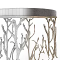 Decorative Side Table With Branch Like Metal Frame And Round Dark Top 3d model