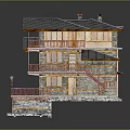 Traditional Chinese Ancient Architecture With Multi Story Structure Grey Tiled Roof And Red Wooden Railings
