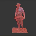 Man Dressed in Blue Shirt Hat with Tool Belt Standing on Green Base Detailed Figure