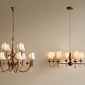 Elegant Classic Multi Fabric Shade Chandeliers with Metal Frame and Crystal Pendants