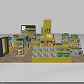 Shopping Mall Store with Yellow Display Shelves Multi-tiered Racks M W Brand and Product Displays