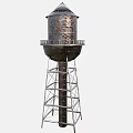 Metal Water Tower With Ladder And Steel Support Frame Structure For Public Use