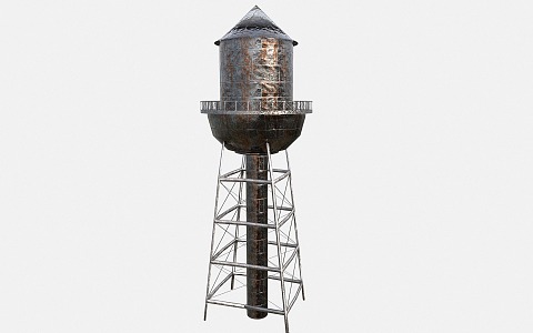 modern water tower iron tower 3d model