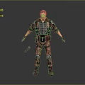 Game Movie Character Wearing Camouflage Uniform With Tactical Vest Helmet And Armor Gear