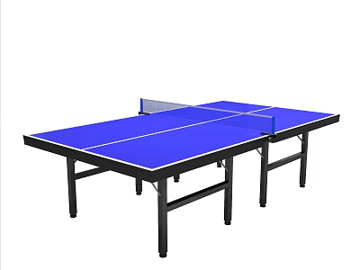 Sports Equipment Ping Pong Table With Blue Tabletop And Black Frame 3d model