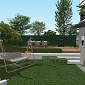 Courtyard Garden Design With Lush Greenery Lawn Seating Area And Wooden Deck
