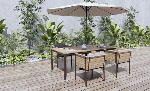 Modern Outdoor Table and Chair Outdoor Leisure Table and Chair 3d model