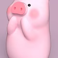 Cute Pink Pig Doll With Pink Nose Blush Cheeks And Folded Hands On Chest