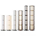 Modern Floor Lamp Designs With Glass And White Cylindrical Stacked Illuminated Styles