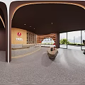 Luxurious Interior With Black Lattice Screens Red Teardrop Fountain Circular Ceiling Lamp And Wine Racks