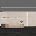 Modern Reception Desk Interior Design With Gray Wall And Potted Plant Decor