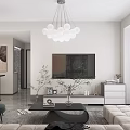 Modern Living Room Interior Design With Sectional Sofa Chandelier Artwork And Coffee Table