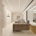 China Minsheng Bank ADC Lobby Interior With Counter Chairs White Floor And Ceiling Lights