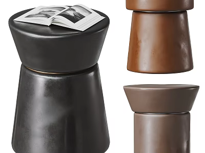 Modern Ceramic Side Tables In Black And Brown With Open Book On Top 3d model