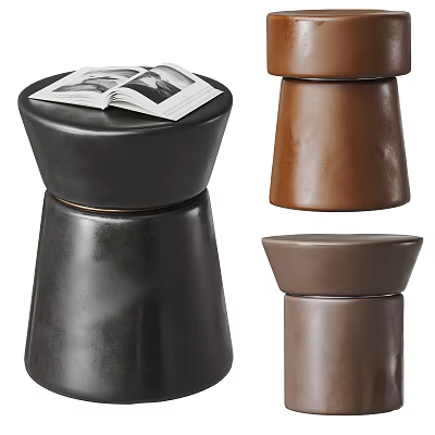 Modern Ceramic Side Tables In Black And Brown With Open Book On Top 3d model