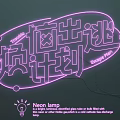 Pink Neon Lamp Combination With Creative Typography Design For Indoor Decor
