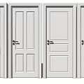 White Hinged Doors with Different Panel Designs for Modern Interior Spaces 3d model