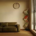 Modern Study Room Interior With Wooden Desk Laptop Wicker Chair And Stationery