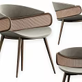 Modern Comfortable Leisure Chair With Gray Fabric And Woven Rattan Back And Wooden Legs