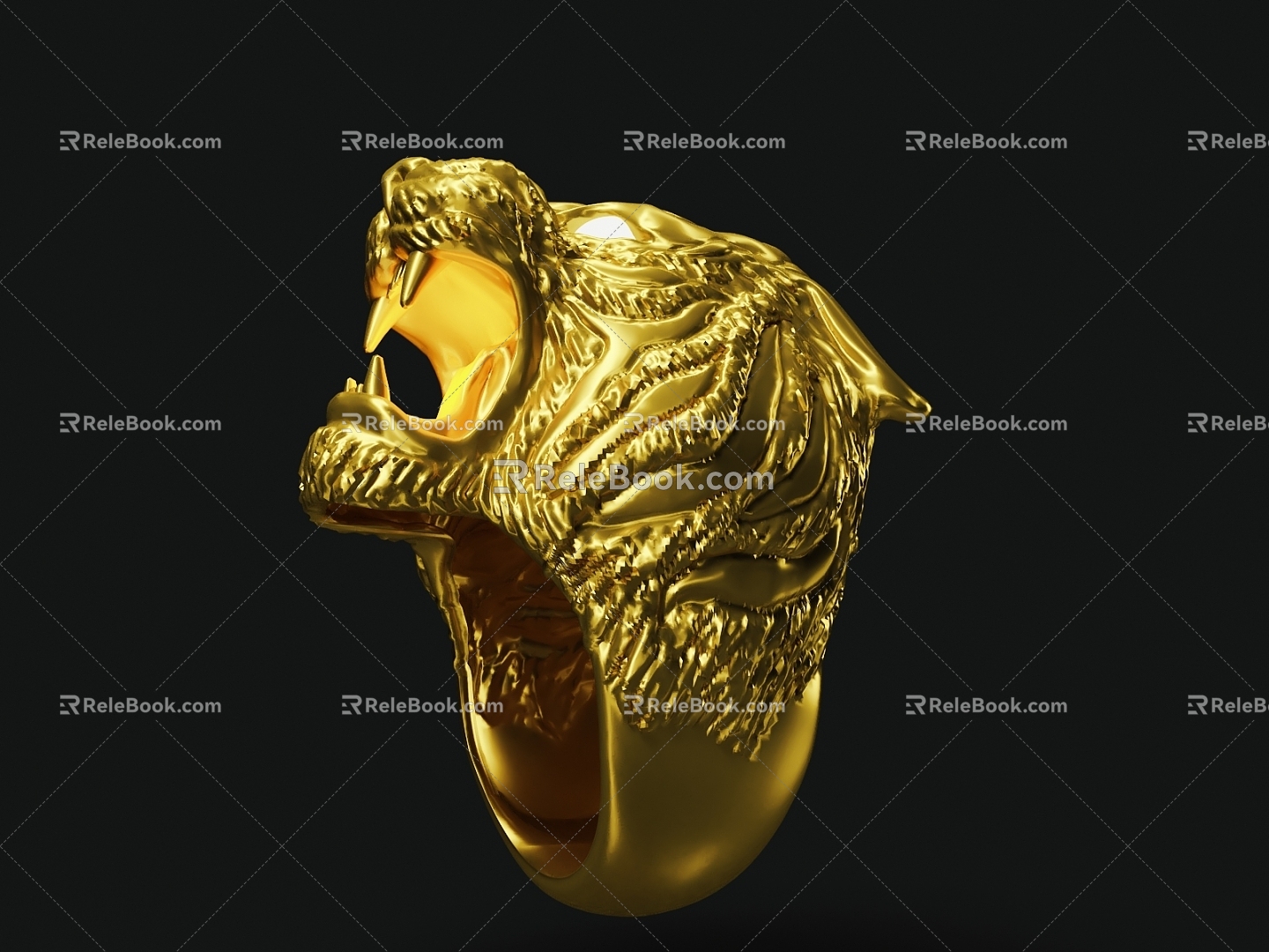 Lion Head Ring Jewelry 3d model