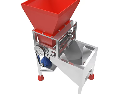 Industrial Processing Equipment With Red Hopper Silver Frame And Mechanical Parts 3d model