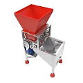 Industrial Processing Equipment With Red Hopper Silver Frame And Mechanical Parts